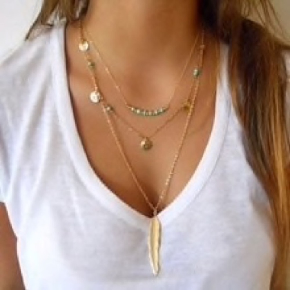 Leaf layered boho necklace